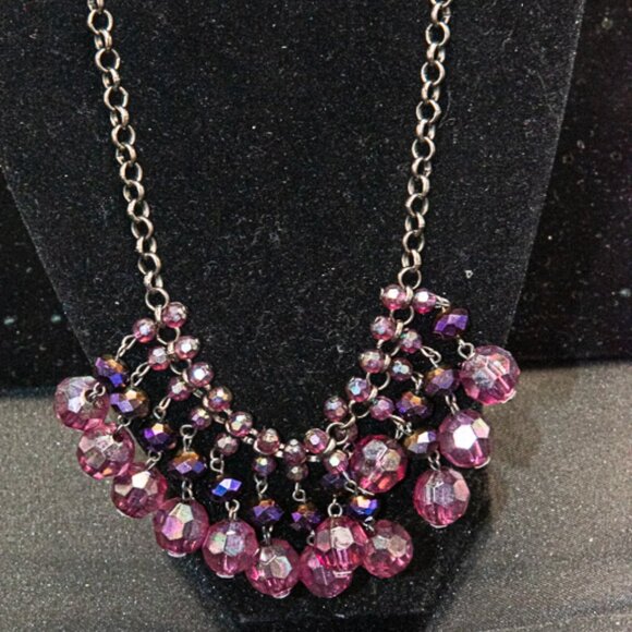 Vintage 18" Synthetic Amethyst Bead Necklace and earring set - Picture 2 of 5